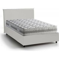 Talamo Italia Quadratisches und halbes Bett Assunta, Containerbett mit Kunstlederbezug, 100% Made in Italy, Frontöffnung, inklusive Matratze Cm 120x200, Weiß