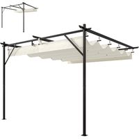 Tonnelle Pergola Addossata 3x3 m Tetto Scorrevole Fori Drenaggio Crema