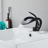Bathroom Faucet, Sink Faucet, Bathroom Mixer Tap with Single Lever Ceramic Valve and Adjustable Cold, Sink Faucet (Black)