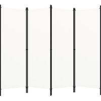 Paravento a 4 Pannelli,Pannelli Divisori,Frangivista Separé Divisorio per Ambienti Bianco Crema 200x180 cm BEV88230 BonneVie