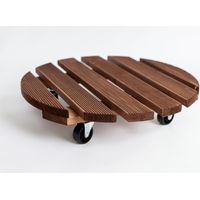 Plateau de jardinière de 30 cm, support avec roulettes pivotantes verrouillables, capacité de charge de 40 kg, support et plateau pour jardinière, marron