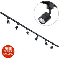 Litecraft 2M Kitchen Track Light With 6 Soho Fixture & LED Bulbs - Black