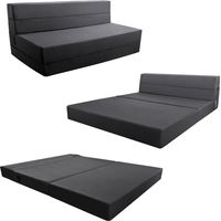 LANKOU 3-in-1 Foldable Sofa Bed,Double Size Floor Couch Sleeper Chair,Convertible Sleeper Couch Mattress,Boneless Folding,Space-Saving Sofa for Small Living Room Bedroom Studio(Black)