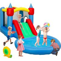 Castello Gonfiabile Trampolino 4 in 1, Scivolo, 415x205x190cm, Multicolore