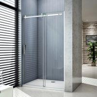 Aica Sanitaire – Porte de douche coulissante 120x195 cm – Verre trempé 8mm – Montage gauche/droit – Profilé aluminium – Joints d'étanchéité inclus