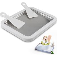 Ice roll plaque, machine à glace roulée, instant ice cream maker, plaque à glace roulée, machine à Yogourt Frit, en acier inoxydable pour yoghourt glacé, crème glacée, sorbet,Blanc