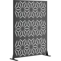 Metall-Sichtschutzwand für den Außenbereich – Freistehender Sichtschutz 183 x 116 cm – Dekorativer Raumteiler mit stabilem Sockel – Schwarz