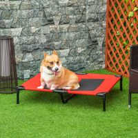 Lit sur pieds XXL pour chien chat lit de camp animal 92L x 76l x 18H cm rouge