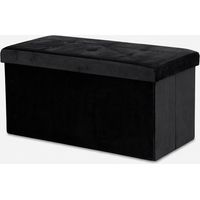 Pouf coffre rectangulaire en velours pour chambre - Noir