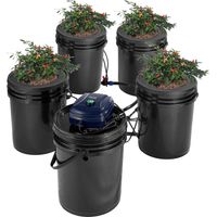 VEVOR RDWC Sistema di Coltivazione Idroponica, Kit Top Drip, Coltura a Ricircolo in Acque Profonde da 20 Litri, 4 Secchi, con Pompa ad Aria, Dispositivo di Livello dellAcqua, per Verdure a Foglia