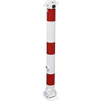 Poste barrera Ø 76 mm blanco y rojo plegable con 2