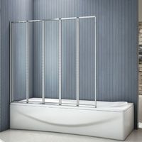 1200x1400mm Eletro off white( not pure white/ not chrome) framed 5 Folding Pivot Shower Bath Screen