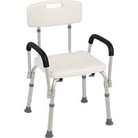 Chaise de douche réglable, siège de douche, tabouret médical portable avec dossier et accoudoirs réglables pour une mobilité optimale