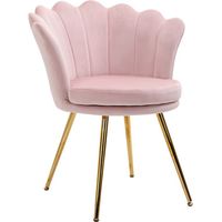 Poltrona da Salotto a Conchiglia Stile Vintage in Velluto con Gambe Dorate Rosa