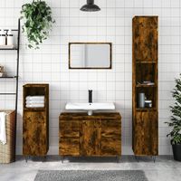 Armoire de salle de bain, Meuble de Rangement, Placard de Rangement Toilettes chêne fumé 80x33x60cm bois d'ingénierie HYB35057