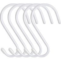 Packung 5 große S-Haken, weißer Gummi, 14 cm, Aufhängungshaken, rostfreie Metallhaken, maximale Belastung: 30 kg, S-förmige Aufhängungshaken, Badezimmer, Büro