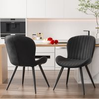 Chaises de salle à manger,lot de 2 Chaises Cuisine Scandinaves ,Chaise Coiffeuse en tissu ,Pied en Métal stable,Noir