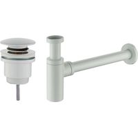 Ensemble de bonde et siphon blanc mat – KITSCA2 – Vidage complet lavabo – Raccord universel 1" 1/4 – Siphon en laiton pour céramiques – Tecom