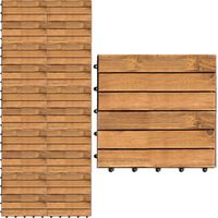Jiubiaz Lot de 110 dalles en bois dalles de terrasse 6 lattes 10 m², 30 x 30 cm, Dalles clipsables en bois d'acacia