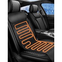 Tlgreen – Coussin de siège chauffant pour voiture – 12V universel – Cuir synthétique, PVC, éponge – Température réglable 30-70℃ – Protection surchauffe