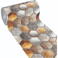 Tappeto Cucina Antimacchia Stampa HD Alta Definizione Passatoia Mosaico Esagonale Pietre - 51x140 cm