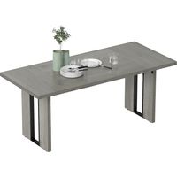 Tavolo da Pranzo in Stile Industriale per 8 Persone max, in Legno e Acciaio, 180x80x75 cm, Grigio