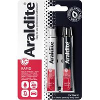 Colle époxy bi-composant 2 x 15 ml – Prise rapide 5 min – Haute résistance aux chocs et à l'humidité – Pour métal, bois, plastique, verre – Araldite