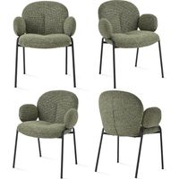 Goeurvant Chaises design élégantes à dossier courbé et pieds réglables, style scandinave - Lot de 4 - Vert