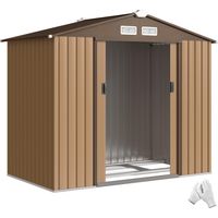 Cabane de jardin 213x130x185 cm Cobertizo Metálico de Outside para Almacenamiento de Herramientas Caqui