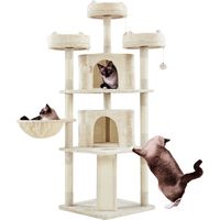 Yaheetech Tiragraffi Albero per Gatti Adulti Alto 174cm Gattini in Corda Sisal Graffiatoio con 3 Palle 174cm Beige