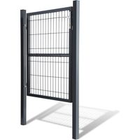 Swanew – Portillon grillagé en acier galvanisé 120 x 87 cm – Serrure à cylindre – Ouverture à droite ou à gauche – Charnières réglables