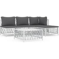 Maison Exclusive - 5-tlg. Garten-Lounge-Set mit Kissen Weiß Stahl