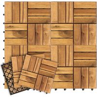 Jiubiaz Lote de 99 baldosas de madera para terraza 12 listones, 9 m², 30 x 30 cm, baldosas encajables de madera de acacia