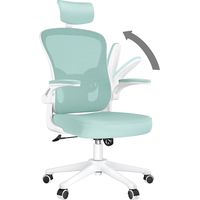 Xhomrattan – Bürostuhl mit 2D-Armlehnen und Kopfstütze, verstellbarer Rückenlehne und Lendenwirbelstütze, 50 x 64 x (120–134) cm, ergonomischer Stuhl, Grün