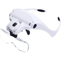 Lente d'ingrandimento da testa, lente d'ingrandimento illuminata con 2 luci LED per lavori ravvicinati, lavori di gioielleria, riparazione di orologi, arti e mestieri, ausilio per la lettura