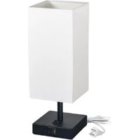Lampe tactile carrée, lampe USB à intensité variable avec 1 ampoule LED, abat-jour en tissu, lampe de chevet pour chambre à coucher