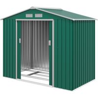 Coffre de Jardin Porte-Outils en TĂ´le avec Portes Coulissantes, 213x130x185cm, Vert