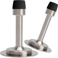 Fermaporta autoadesivi 3M in acciaio inox con punta in gomma, confezione da 2, protezione da parete per camera da letto, altezza 3", argento