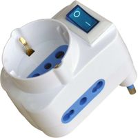 Globex Adattatore Triplo In Blister 2P+T Spina 16A/2 Prese 10-16A+Schuko Con Interruttore - 10 Pz