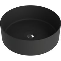 LAVITA Aufsatzwaschtisch Merida Black Aufsatzwaschbecken Rund Waschbecken Ohne Überlauf und Hahnloch Aus hochwertigem Porzellan Waschtisch 37x37x12 cm Schwarz Matt