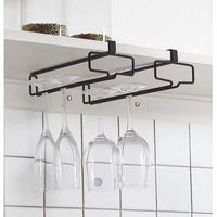 Wine Glass Rack, 2-Piece Stemware Holder for Cabinets, Under-Cabinet Wine Glass Rack, Kitchen Hanging Storage Rack, Black (for Partition Thickness Less Than 2.54 cm) ...