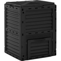 Bac à compost de jardin, bac à compost domestique en plastique noir de 300 L, bac à compost avec couvercle entrelacé