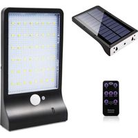 48 LED Outdoor Solar Light Dimmable Motion Sensor with Wireless Remote Control Waterproof Solar Lamp for Patio Door Black Without Pole - RWLights & Lighting / Outdoor Lighting