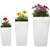 Vasi da Esterno Impilabili con Motivo Ondulato Plastica Bianco Set 3 42/55/65 cm