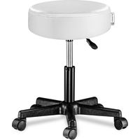 Swivel stool with wheels white pu leather height adjustable