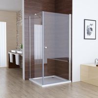 LISA Eckeinstieg Duschkabine 180° Schwenkbare Schwingtür mit Seitenwand 185cm Höhe ESG Glas Pendeltür Rahmenlos, Tür 80x90 Seitenwand