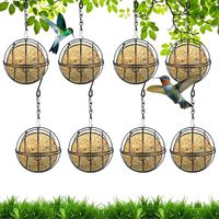 8Pcs Mangeoire Oiseaux, Mangeoire à Oiseaux Suspendue à Boule,Métal Boule de Graisse Oiseau Mangeoire, Bird Feeder Métal Porte de Graisse Exterieur pour Sauvages