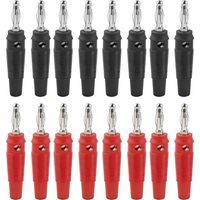 16 Pièces Fiches Bananes, 4mm Fiche Enceinte Audio, fiche Enceinte Audio Haut Parleur Connecteur pour Raccorder Les Enceintes HiFi, Amplis, ampli-Tuners et Chaînes Stéréo, Noir Rouge