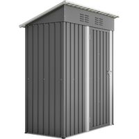 Abri de jardin toit plat 152x84x182 cm, cabane de rangement en acier galvanisé gris foncé, 1,27 m², porte fermable sans fenêtre pour outils de jardin