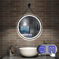 LED Rund Badspiegel Touch Wandspiegel Badezimmerspiegel Beschlagfrei 3 Farben Dimmbar Farbtemperatur und Helligkeit Memory Funktion Abnehmbarer Gürtel 70cm